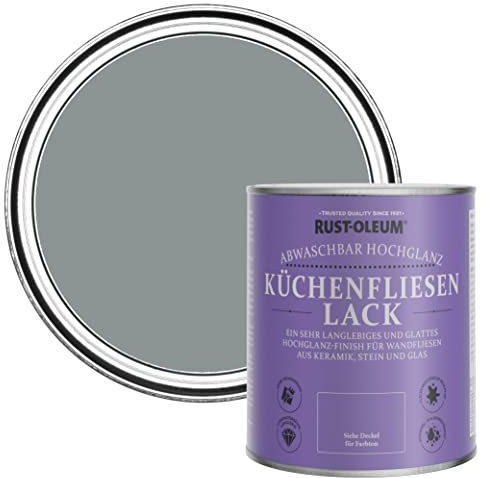 Rust-Oleum Grey Water-Resistant Kitchen Tile Paint in Gloss Finish - Slate 750ml