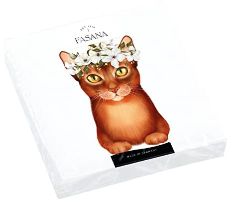 20 Servietten Katze mit Blumenschmuck | Tiere | Blumen | Tischdeko | Decoupage | Serviettentechnik 33x33cm