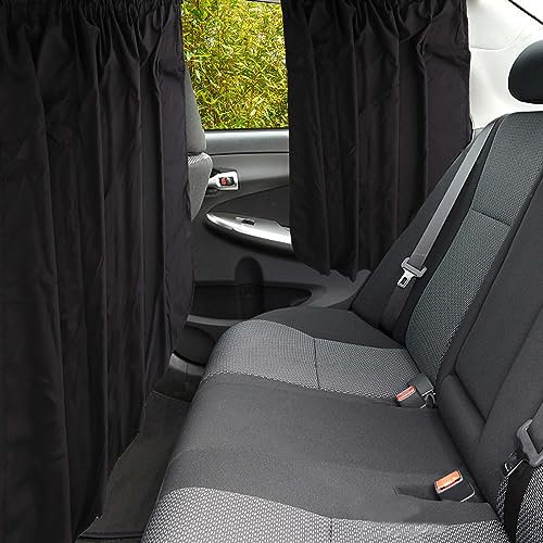 3 Stück Auto Vorhang, Abnehmbar Autofenster-Sonnenschutz Inklusive 1 Rücksitz- und 2 Seitenfenster-Trennvorhänge Fenster-Sonnenschutz-Sichtschutzvorhänge für Camping Reisen