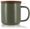 OGO LIVING - Tisanière Juliet Kaki 300ml - Idéale pour le thé et la tisane - Mug à thé en grès et couvercle en bois d'acacia