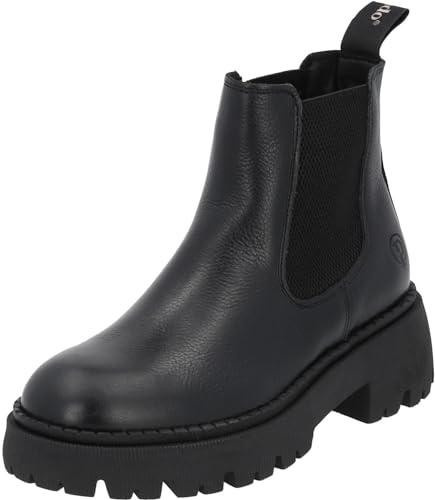 Palado Chelsea Boots Damen Cozyglow - Stiefeletten für Frauen - elegante Winterschuhe aus feinstem Echtleder - bequeme Winterstiefel mit Absatz Schwarz UK7 - EU40