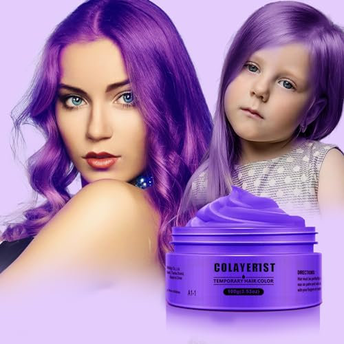 COLAYERIST Purple Temporary Hair Dye Wax Washable,Temporary Hair Colour Spray for kids, Hair Makeup Paint Wax for Parties or Cosplay, Hair Coloring Products No Messy