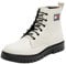 Tommy Jeans Damen Mid Boot Stiefel Lace Up Lack, Weiß (Ecru), 38