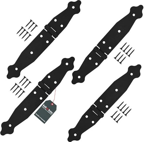 KOTARBAU® 4er Set Ladenband Türbänder 100 x 150 x 35 mm aus Pulverbeschichtetem Stahl Torscharnier Türband Schwarz Scharniere Klappbar Fensterscharnier Holztür Gartentor Scharnier Kistenband Torbeschl