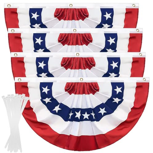 Wimpelkette mit amerikanischer Flagge, Dekoration für den 4. Juli, patriotische Wimpelkette mit Reißverschlüssen, rot, weiß, blau, plissiert, Fan-Flagge, Banner, Unabhängigkeitstag,