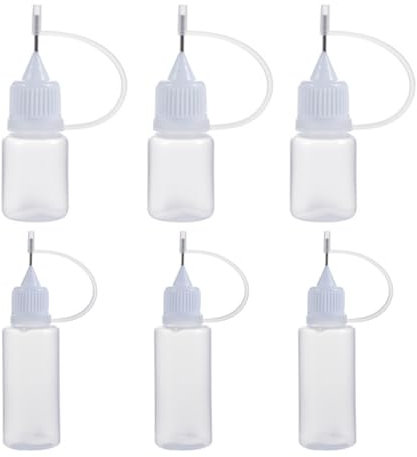 Visxcnu Botellas para Dosificación de Pegamento,Paquete de 6 aplicadores de Botellas de plástico de precisión Aplicadores de Botellas de plástico de precisión de Tinta de Alcohol