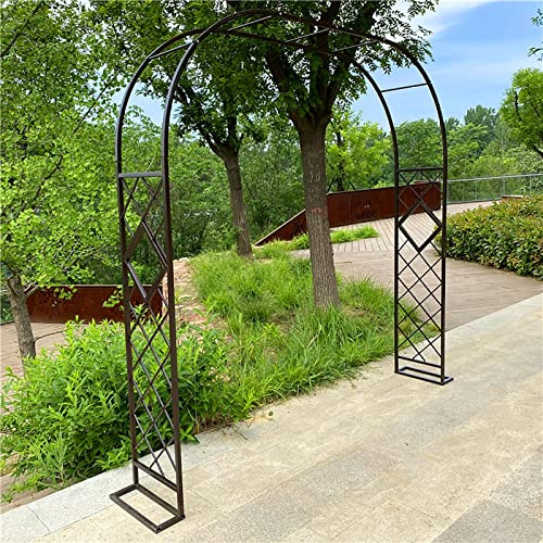 Arco de jardín para trepar plantas, arco de rosas de rejilla de hierro forjado, pérgola decorativo para jardín al aire libre, fácil de instalar, para césped, terraza, bodas y noches románticas (bronce