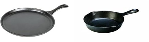 Lodge L9OG3 26.67 cm / 10.5 inch Pre-Seasoned Cast Iron Round Griddle/Pancake Pan, Black & L3SK3 Round Skillet with Handle, 16.5 x 3.1 cm, Black