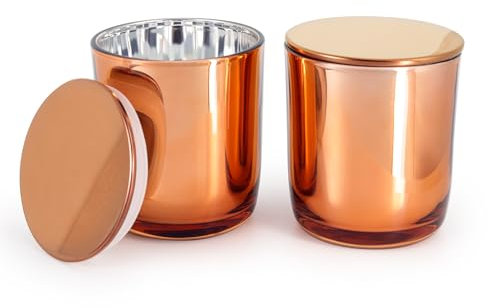 Aroparc Bulk Candle Jars with Lids, 10oz Elegant Candle Container 12 Pack Empty Candle Holder with Metal Lids Tumbler Jar for Candle Making Candle Tins Candle Making Supplies (Rose Gold)