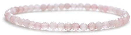 RUBY Perlenarmband Damen Echtes Naturstein Armband Hochwertiges 4mm Edelstein Armband aus facettierte, Rosenquarz Armband - Inklusive Geschenkbox