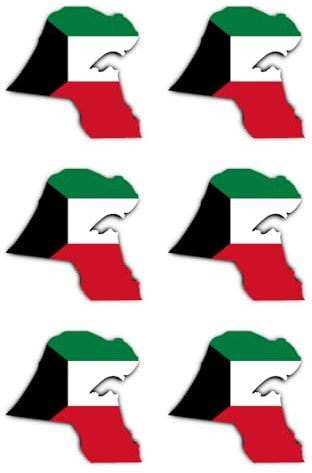 Aufkleber: 50 mm, 6 Stück - Silhouette Flagge/Flap-Map - Kuwait - KW - für Auto, Laptop und mehr