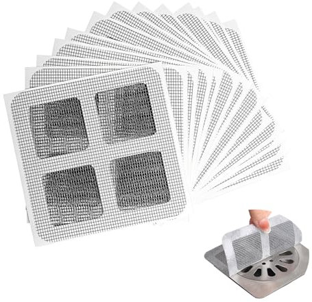 50 Pcs Shower Drain Hair Catcher - Self-Adhesive Disposable Mesh Floor Drain Sticker, Window Screen Repair Patches, Fly Screen Mosquito Net Repair Patch for Bathroom, Kitchen, Window Screen Holes