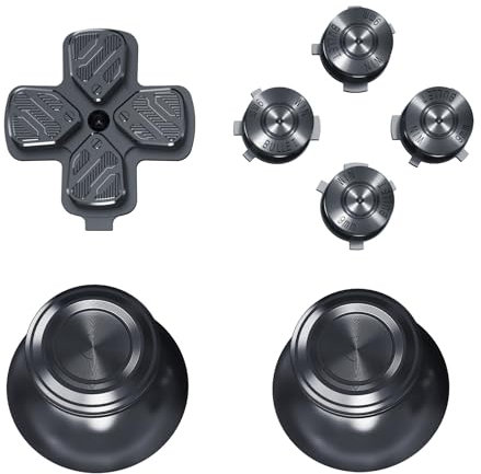eXtremeRate Metal Thumbsticks Dpad ABXY Buttons for ps5 Controller, Custom kit Replacement Aluminum Analog Thumbsticks & Action Buttons & Direction Keys for ps5 Controller - Dark Gray