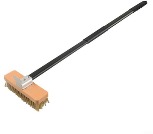 Feegow Brosse de four à pizza, brosse de nettoyage pour pierre à pizza avec racloir, poils en laiton et grattoir de four, outil de nettoyage de barbecue et accessoires de four à pizza