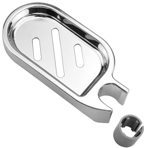 Shower Rail Soap Holder, Clip-on Bathroom Soap Dish, ABS Tray, Adjustable Gadget for 22MM Tube/Pipe/Rod/Pole