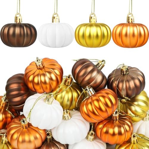 12/24 Pcs Autumn Pumpkin Decorations, Halloween Hanging Decor for Home Tree (T1(12 pcs))