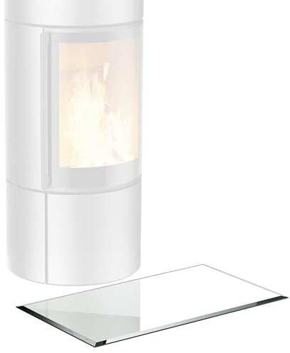 BIJON Glasplatte Rechteck für Kaminofen mit Dichtlippe, Glasbodenplatte - Funkenschutzplatte Glas mit Facettenschliff, Kaminglas Bodenplatte, Stärke 6mm 30x60 cm oder 60x30 cm