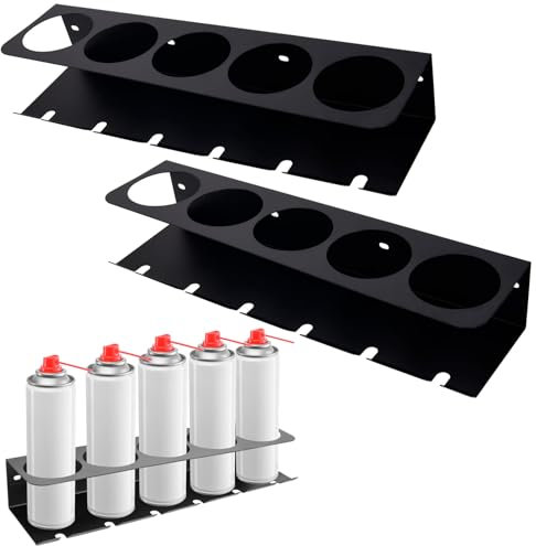 2PCS Wall Mounted Spray Bottle Holder, Spray Can Holder Rack Organiser with 5 Holes 6 Slot, Power Tool Organiser with Space Saving Design, Durable Storage Rack for Garage Workplace Organization Tools