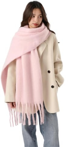 QDLTGBD Schal Frauen Winter Verdickter Kariertes Plaid Schal groß Weicher Extra Großer Warm -rosa