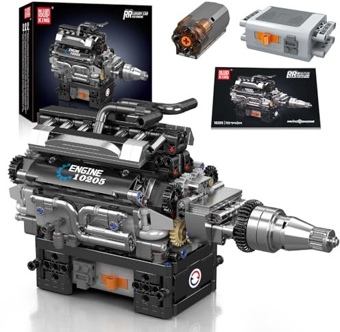 Mould King 10205 Technik V12 Motor Bausteine Spielzeug Modell - Bauen Sie Ihren eigenen V12-Automotor, Spielzeug Geschenk Sammlerstücke für Jungen Mädchen/Erwachsene (733 Teile)
