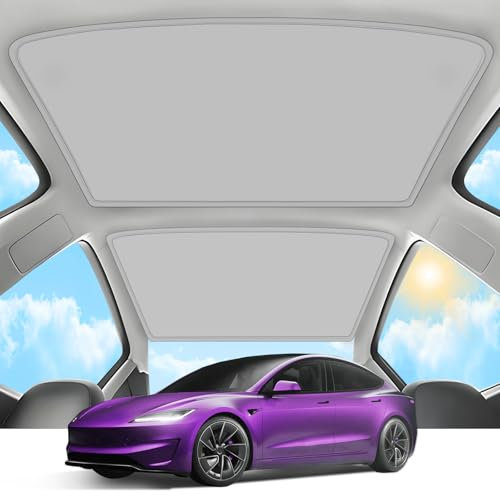 TSLDRV Parasol para Tesla Model 3 Highland 2024 2025 [sin huecos/sin hundimiento] Techo solar de vidrio con aislamiento térmico para Tesla Model 3, accesorios 2025 2024, color gris