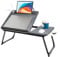 Laptop Desk, Laptop Bed Table with Foldable Legs, Cup Holder, Storage Drawer and USB Charging Port, Lap Desk Suitable for Work, Reading, Writing, Breakfast﻿ (Black)