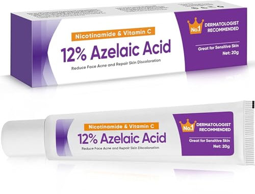 Azelaic Acid Serum, Azelainsäure 12% Gesichtsserum, dunklen Flecken, Gesichtsserum Hyaluronsäure Zur Linderung von Gesichtsrötungen, Rosacea-Akne und zum Ausgleich von Talgüberschuss