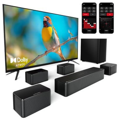 ULTIMEA 7.1 Soundbar for TV, with Dolby Atmos, 4 Wired Surround Speakers, APP Control, 460W Surround Sound System for TV, Home Theater Sound System with 6.5 Wireless Subwoofer (U2620)