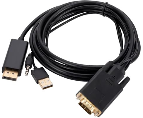 Cable VGA a DisplayPort de 1,8 m, 1,8 m, 1080p, VGA a convertidor, cable de transmisión chapado en oro