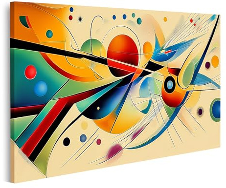 islandburner Bild auf Leinwand Bunte abstrakte Kandinsky Komposition mit Kreisen und Linien Bilder Wandbilder Poster