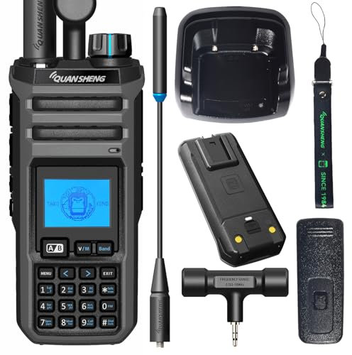 UAYESOK QUANSHENG TK-11(5) VHF/UHF Dual Band 10W Walkie Talkie con 999 canali, porta di ricarica di tipo C e batteria da 2500 mAh, ricezione e invio multibanda, analizzatore di spettro, radio