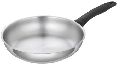 Kuhn Rikon Classic Oven Proof Uncoated Stainless Steel Frying Pan with Bakelite Stay-Cool Handle, 28cm. Induction Safe Pan. Dishwasher Safe Frypan. Swiss Design