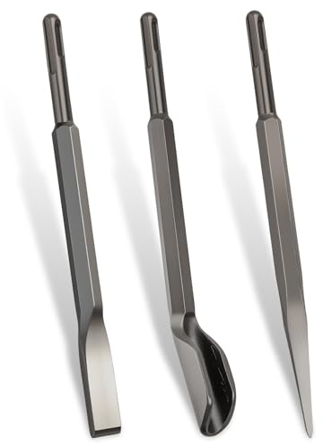 msymsyu SDS-PLUS Meißel 3 Stk Set, Flachmeißel und Spitzmeißel U-Meißel | 14x230mm und 22x82x250mm Kanalmeißel, Superhartes Stahlmaterial für Meißelarbeiten Beton Ziegelwänden, ähnlichen Untergründen