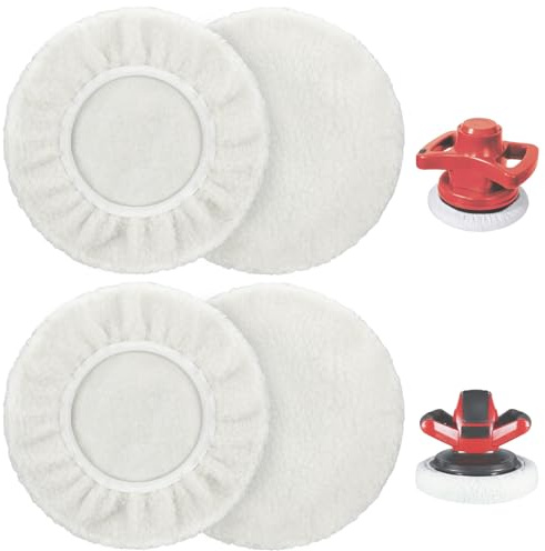 4er Set Lammwoll-Polierhauben für Einhell Akku-Autopoliermaschinen CE-CB 18/254 Li, CC-PO 90, für 220mm-250mm Poliermaschinen