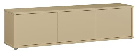 Forte Alice Springs TV-Schrank 150, modern-minimalistisch, 3-türig, Lowboard, Wohnzimmer, Holzwerkstoff, Buttergelb, 154,2 cm breit x 41,5 cm hoch x 34,9 cm tief