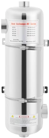 ROGONPDK 60 KW Edelstahl Schwimmbadheizung, Wärmetauscher Schwimbad, Poolheizung 485×134mm, Pool Schwimmbad Heizung, Schwimmbadwärmetauscher, Poolwärmetauscher, Schwimmbad Heizung
