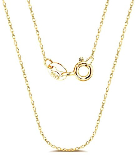 EPHSUNA 925 Sterling Silver 1 mm 14-30 Inch Fine Chains | Curb & Cable Trace Chain Necklace, Silver & 18ct Gold Plated Options