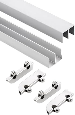 Kit de riel para puerta corredera con rodillos silenciosos para vitrinas y armarios