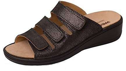 Weeger Orthopädische-Pantolette mit auswechselbarem Fußbett schwarz met.Gr. 36