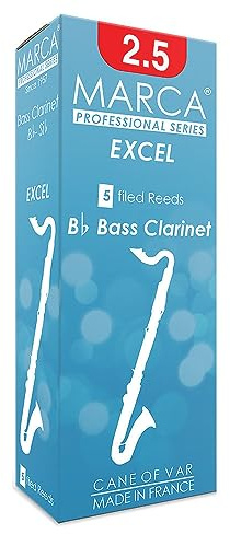 Marca Excel Reeds ~ 5 Pack ~ Bass Clarinet ~ 2.5