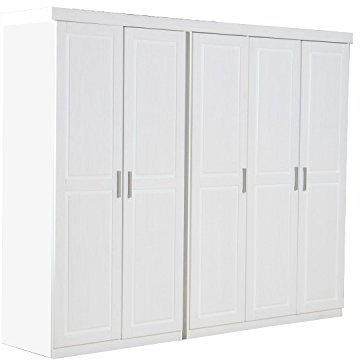 Moebelnet 5-türiger Kleiderschrank Magnus Massivholz weiß