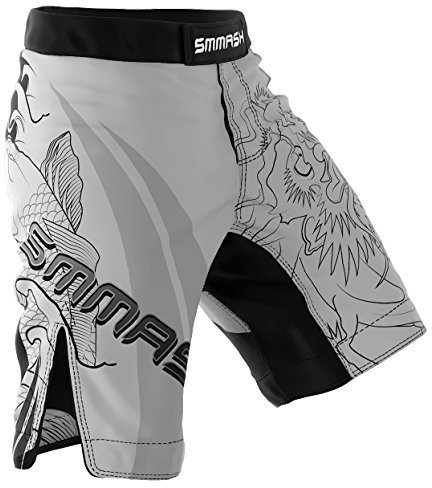 SMMASH Pantalones Cortos Hombre para Artes Marciales Kickboxing Boxeo Muay Thai Deportivos De Combate Dark Knight