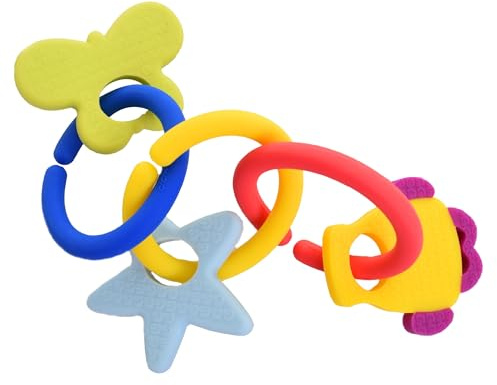 Gummee Baby Beißspielzeug Set sensorisches Spiel Silikon Linking Beißringe Link N Tethe Kinderwagen Spielzeug ab 3 Monaten