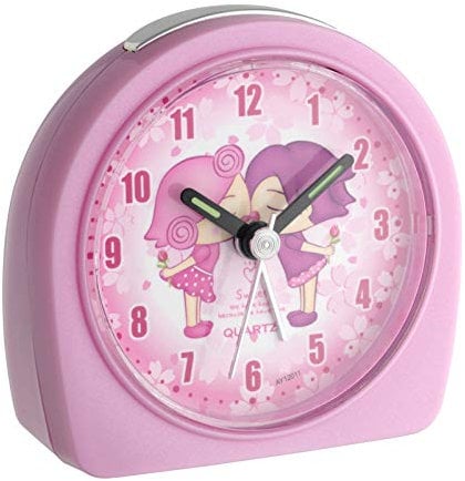 TFA Dostmann 60.1004 Analoger Kinder-Wecker, Best Friends, für Mädchen Kunststoff, rosa 5 x 8 x 8 cm, (L) 81 x (B) 55 x (H) 81 mm