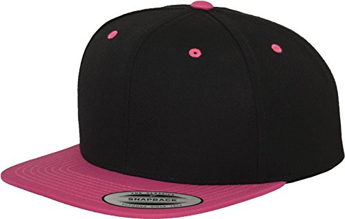 Flexfit Unisex Classic Snapback 2-Tone Cap Mützen, Black/Neonpink, One Size