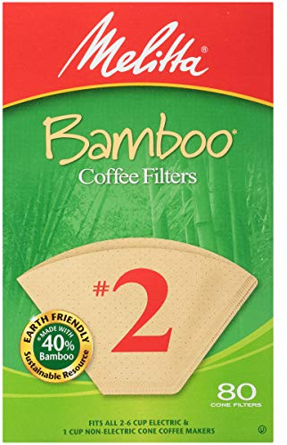 Melitta #2 Cone Coffee Filters, Bamboo, 80 Count
