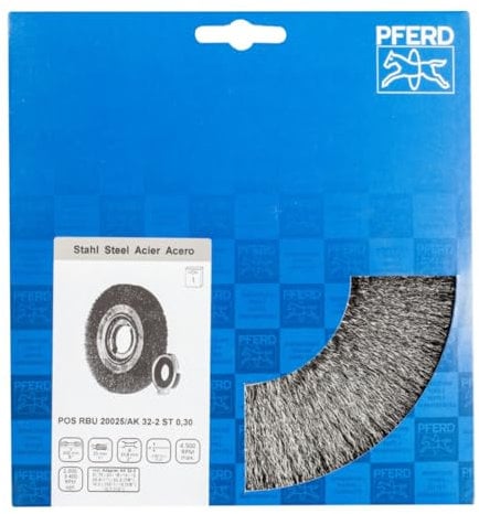 PFERD POS Rundbürste breit ungezopft RBU | Ø 200x25xvariable Bohrung Stahl-Draht-Ø 0,30 | 43701259 – für den Schleifbock