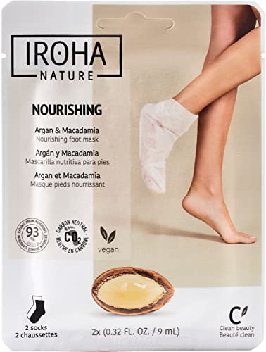 IROHA NATURE - Calcetines Nutritivos con Aceite de Argán y Macadamia | Tratamiento Intensivo para Pies Secos y Deshidratados | Efecto Flash, Naturales y 100% Vegano