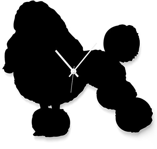 WANDKINGS Wanduhr Pudel aus Acrylglas, in 11 Farben erhältlich (Farbe: Uhr = Schwarz glänzend; Zeiger = Weiß)