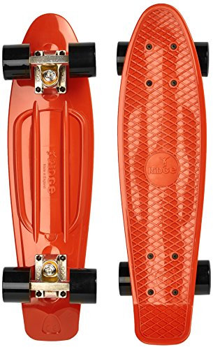 Ridge Skateboards Organics 22 Mini Cruiser Board, 55cm, EU-hergestelltes Skateboard, Komplett, R22-SILTK-BURNTORG-BLACK, Verbrannt Orange/Schwarz, 56 cm
